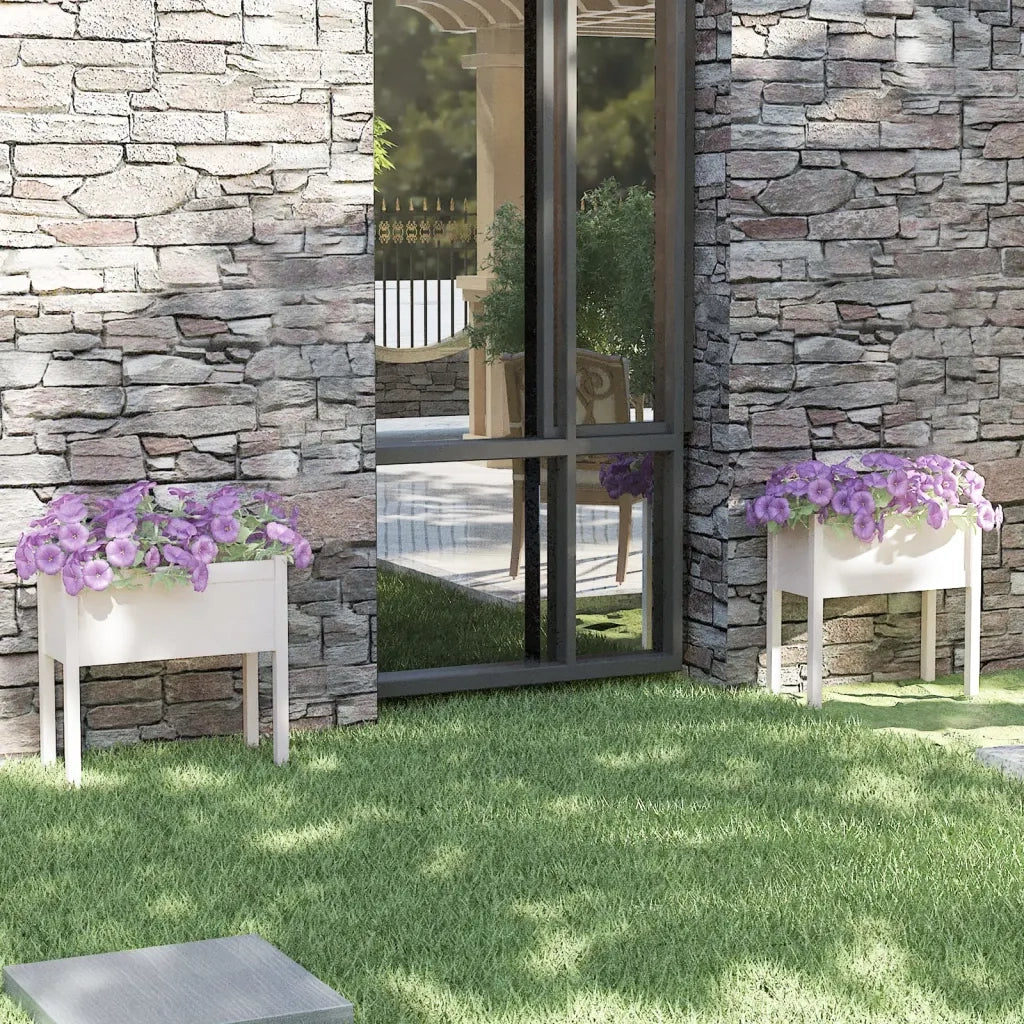 2 pz Fioriere | Cassetta per fiori | Vaso da Giardino Bianche 70x31x70 cm in Legno di Pino