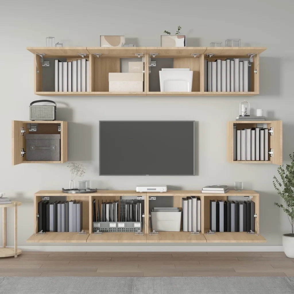 Set di Mobili Porta TV 6 pz Rovere Sonoma in Legno Multistrato 3114360