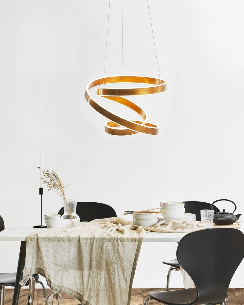 Lampada a sospensione moderna Illuminazione Lampada a LED integrata novità a forma di nodo oro