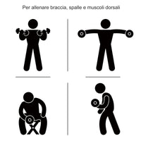 Set 2 Manubri 12 Dischi 20Kg in Acciaio e Plastica Nero