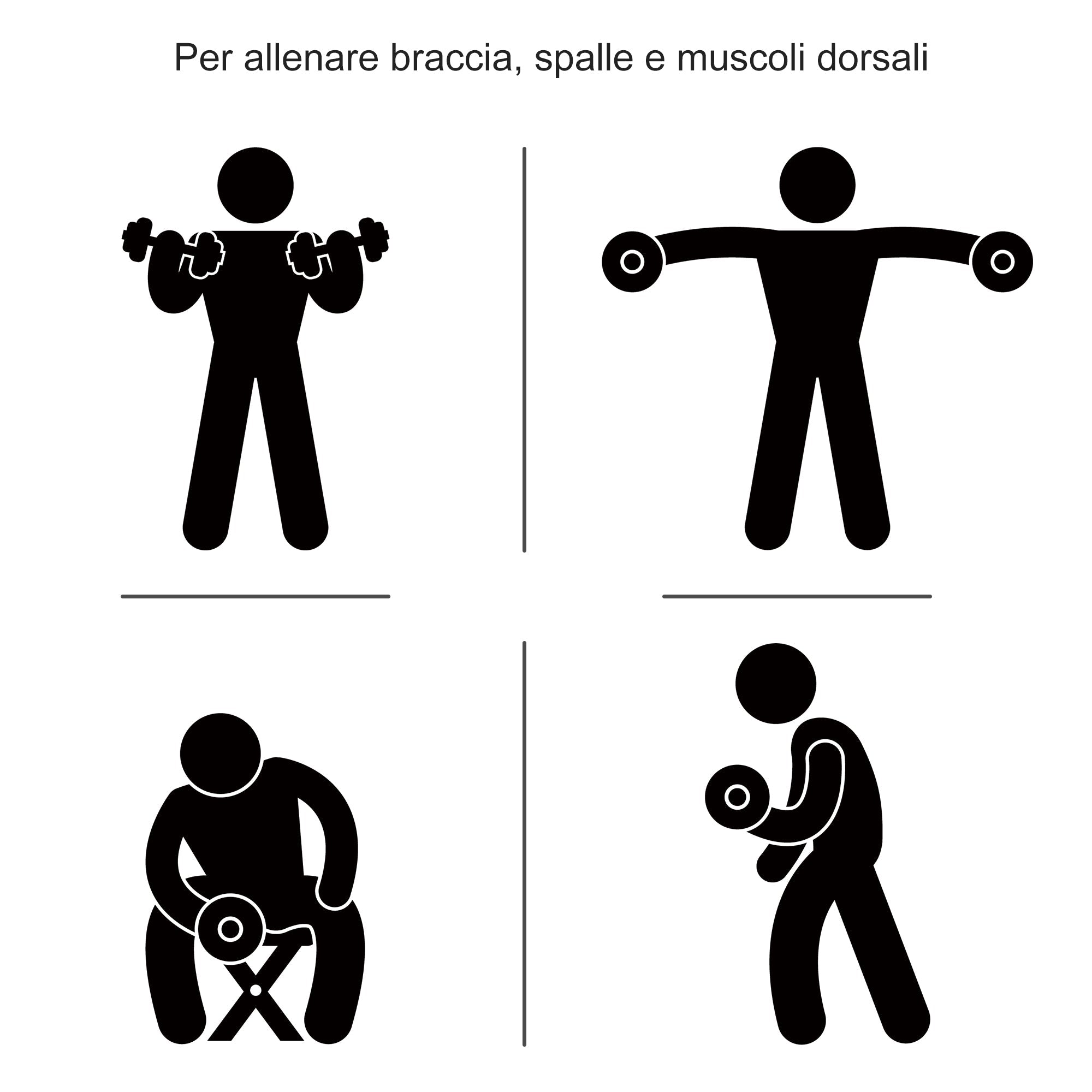 Set 2 Manubri 12 Dischi 20Kg in Acciaio e Plastica Nero