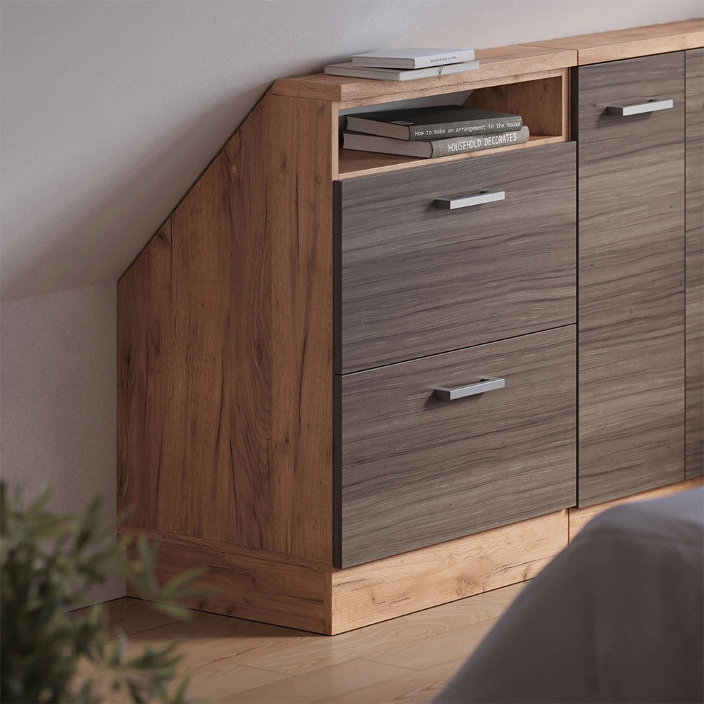 Mobile sottotetto Rion Grigio nobile/Rovere dorato con 2 cassetti Vicco