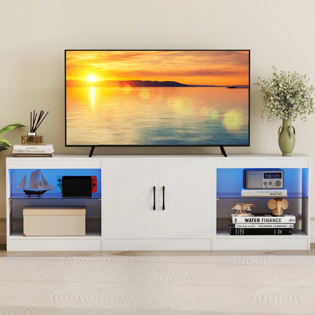 Supporto tv modulare centro di intrattenimento 3 in 1 con luci led, Supporto per soggiorno e camera da letto Bianco-Mobili porta TV