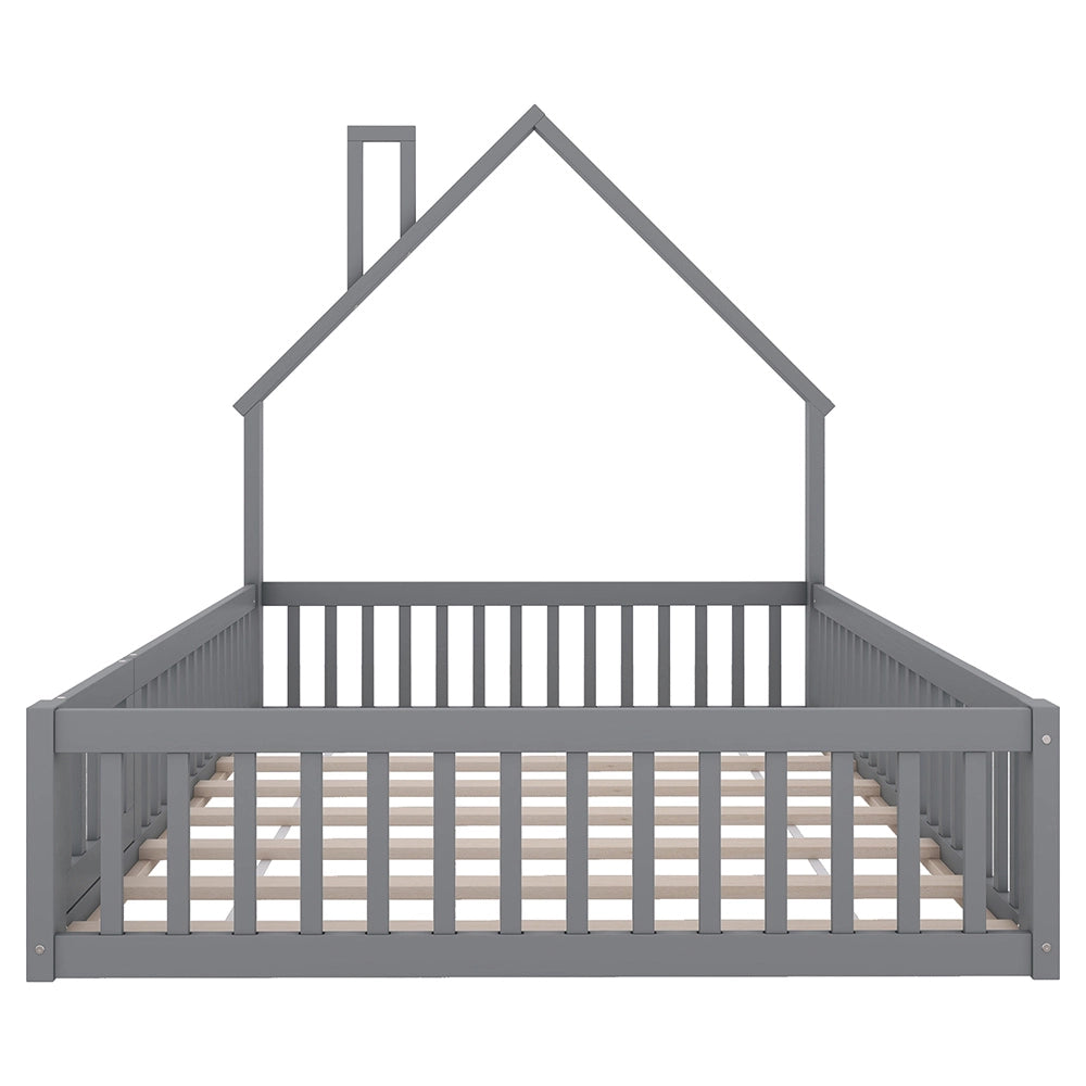 Letto cabina per bambini - Xylo - 140x200 cm - Grigio - Pino massello