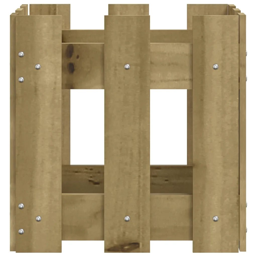 Fioriera | Cassetta per fiori | Vaso Giardino a Recinzione 30x30x30Pino Massello Impregnato