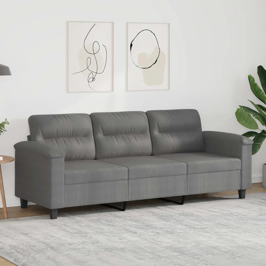 Divano a 3 Posti Grigio Scuro 180 cm in Tessuto Microfibra 359569