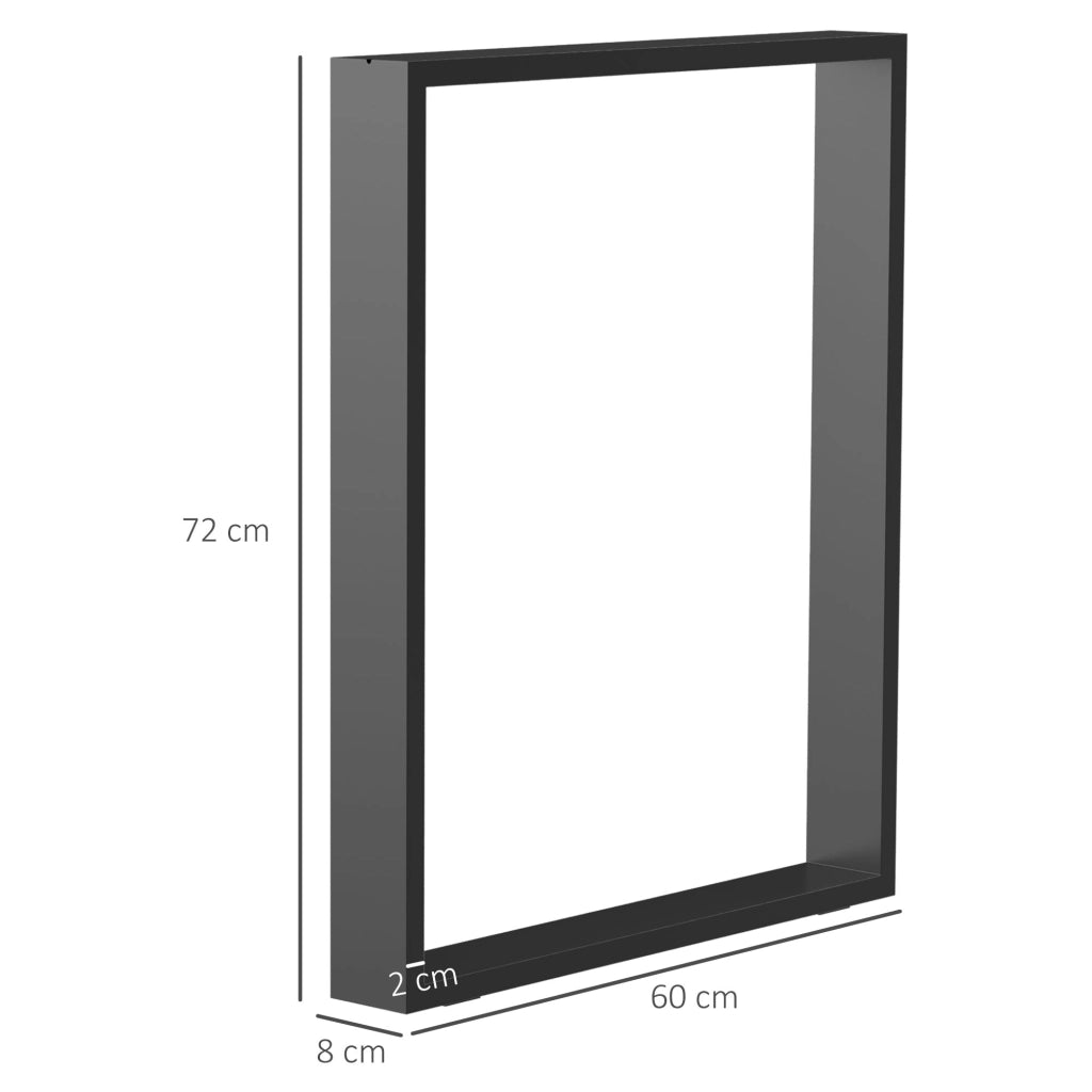 Coppia di gambe per tavolo in acciaio nero 60x72 cm, struttura robusta per tavolo da pranzo, scrivania e consolle