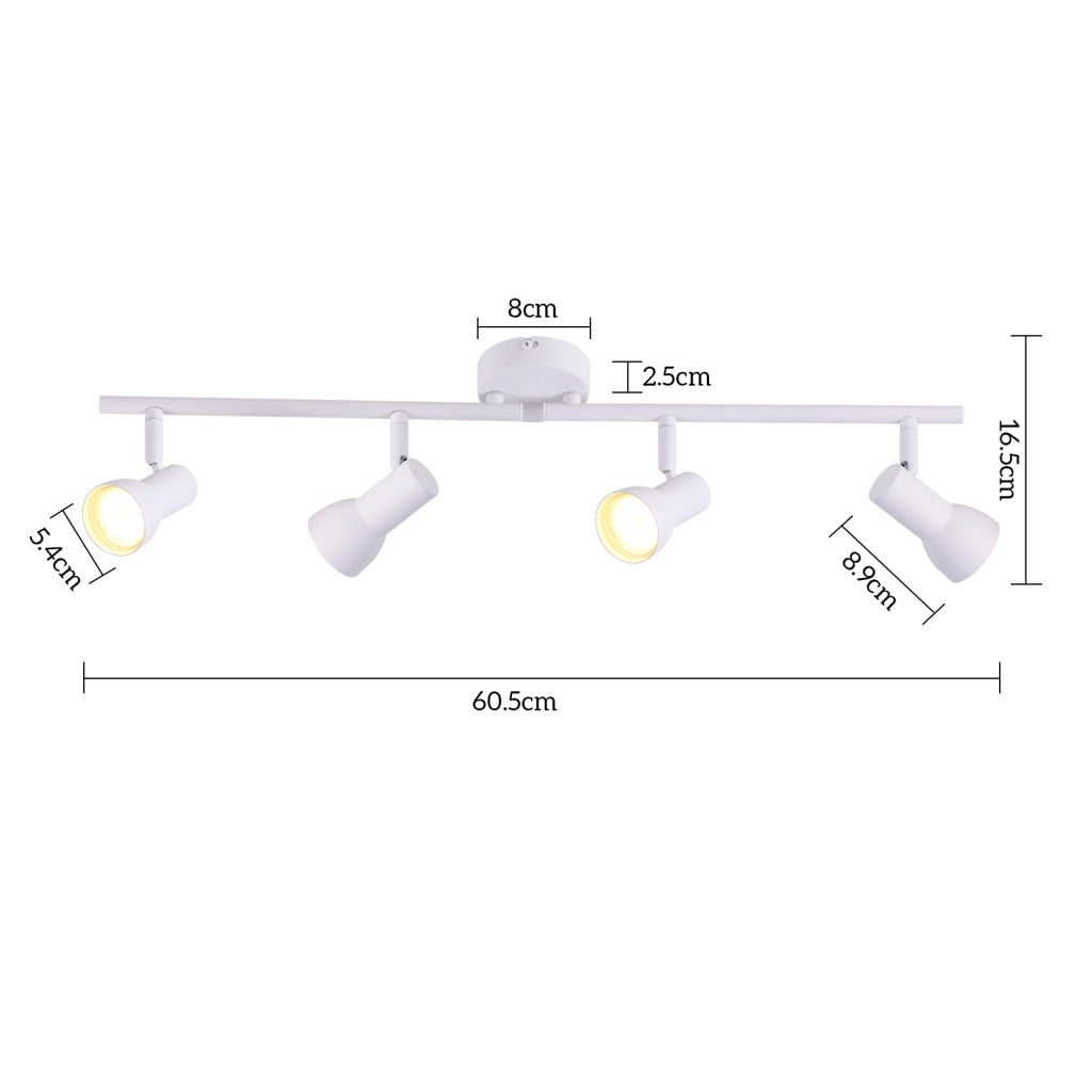 ZMH Faretto da soffitto bianchi 4 luci GU10 orientabili 350° metallo per soggiorno senza lampadina
