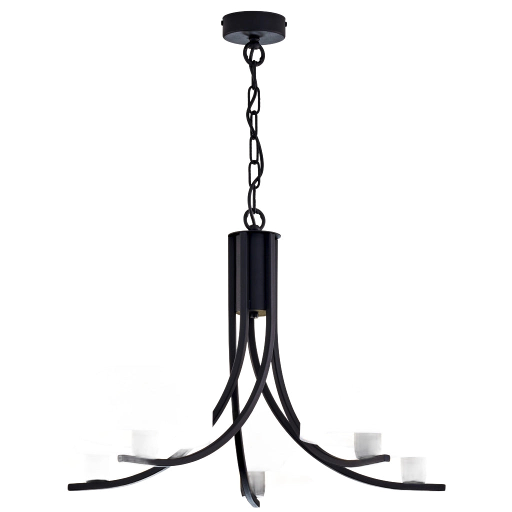 Lampadario nero a catena 5xE27 paralumi bianchi Arthur Jupiter