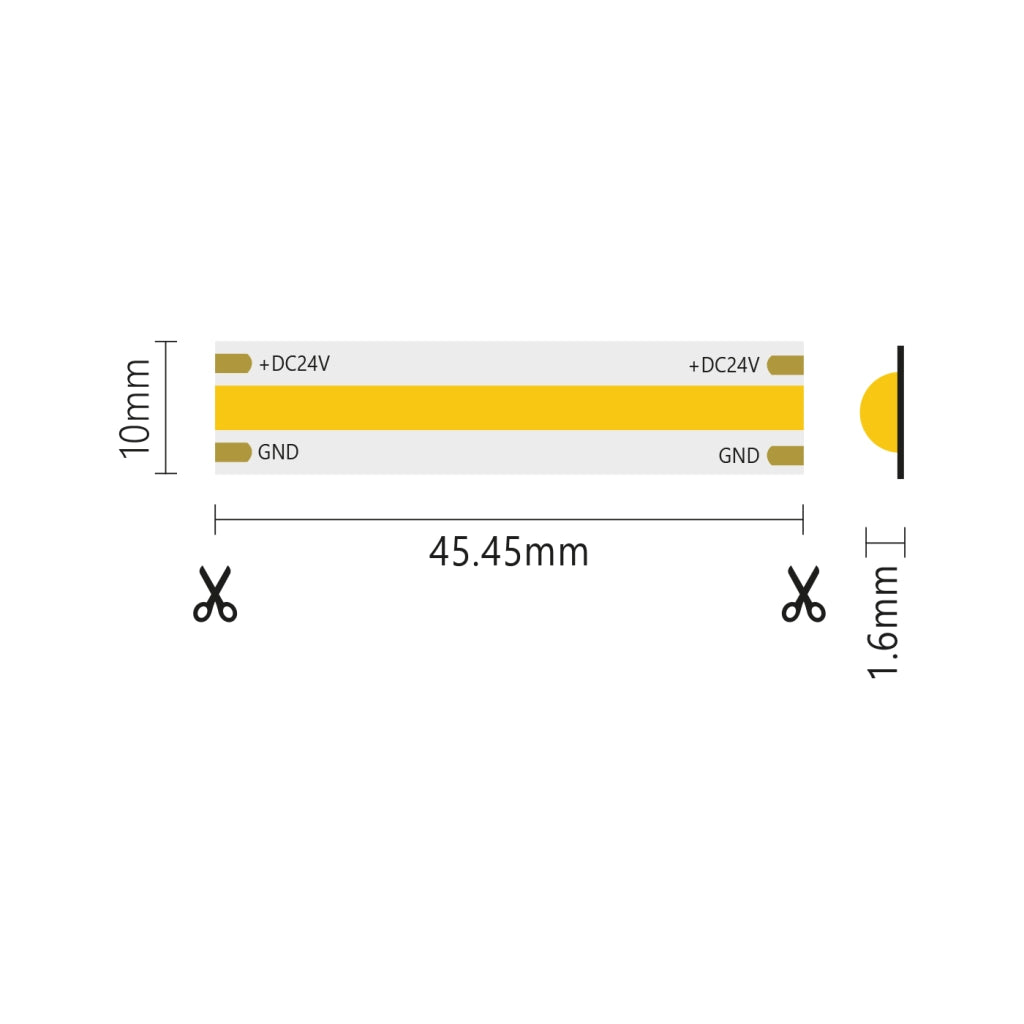 Striscia led 5m COB IP65 monocolore da 15W/MT 24V - 4000K