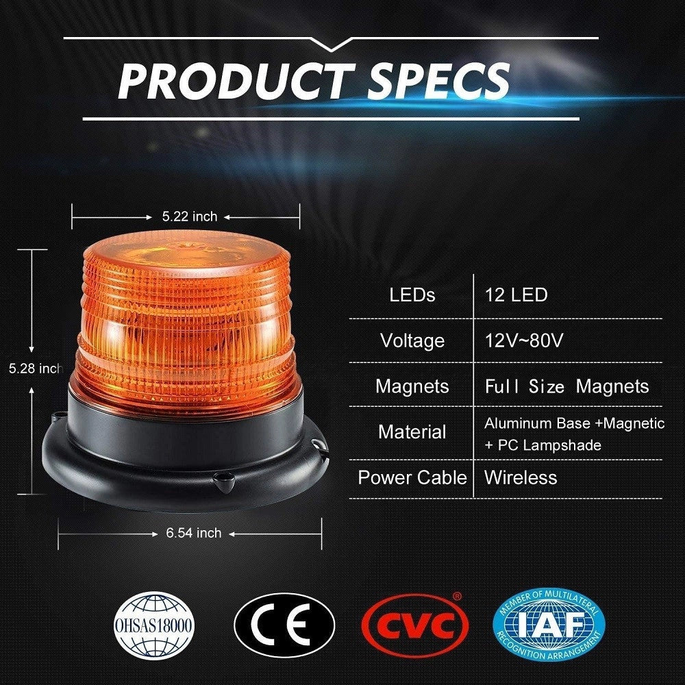 Trade Shop - Lampeggiante Led 12v Stroboscopica Segnalazione Emergenza Luce Rotante Magnetica -