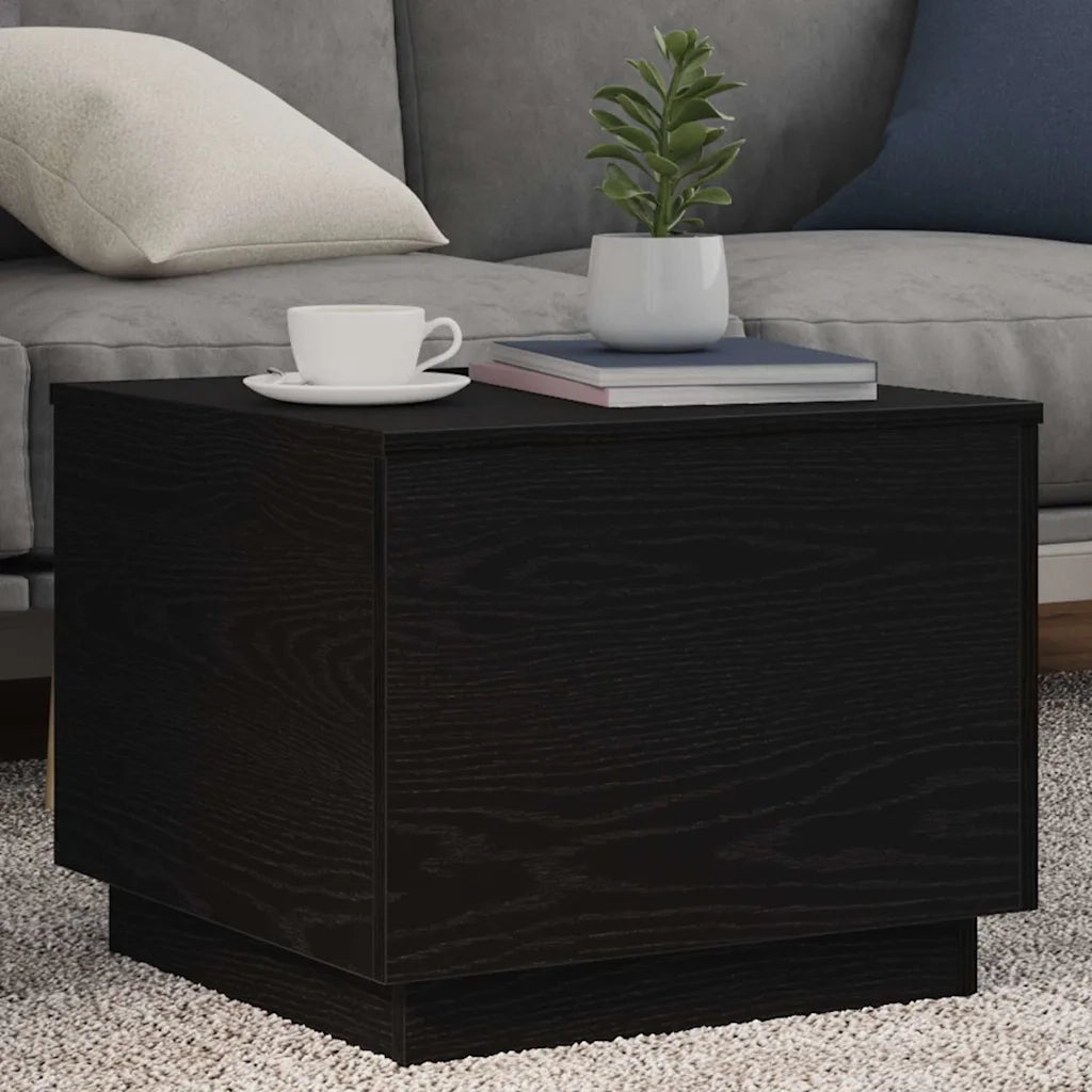 vidaXL Tavolino da Salotto con Luci LED Rovere Nero 50x50x40 cm