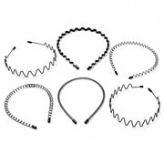 Haarband Unisex - 6 pezzi - Cintura metallica - Fascia nera ondulata - Leggero - Materiale duraturo