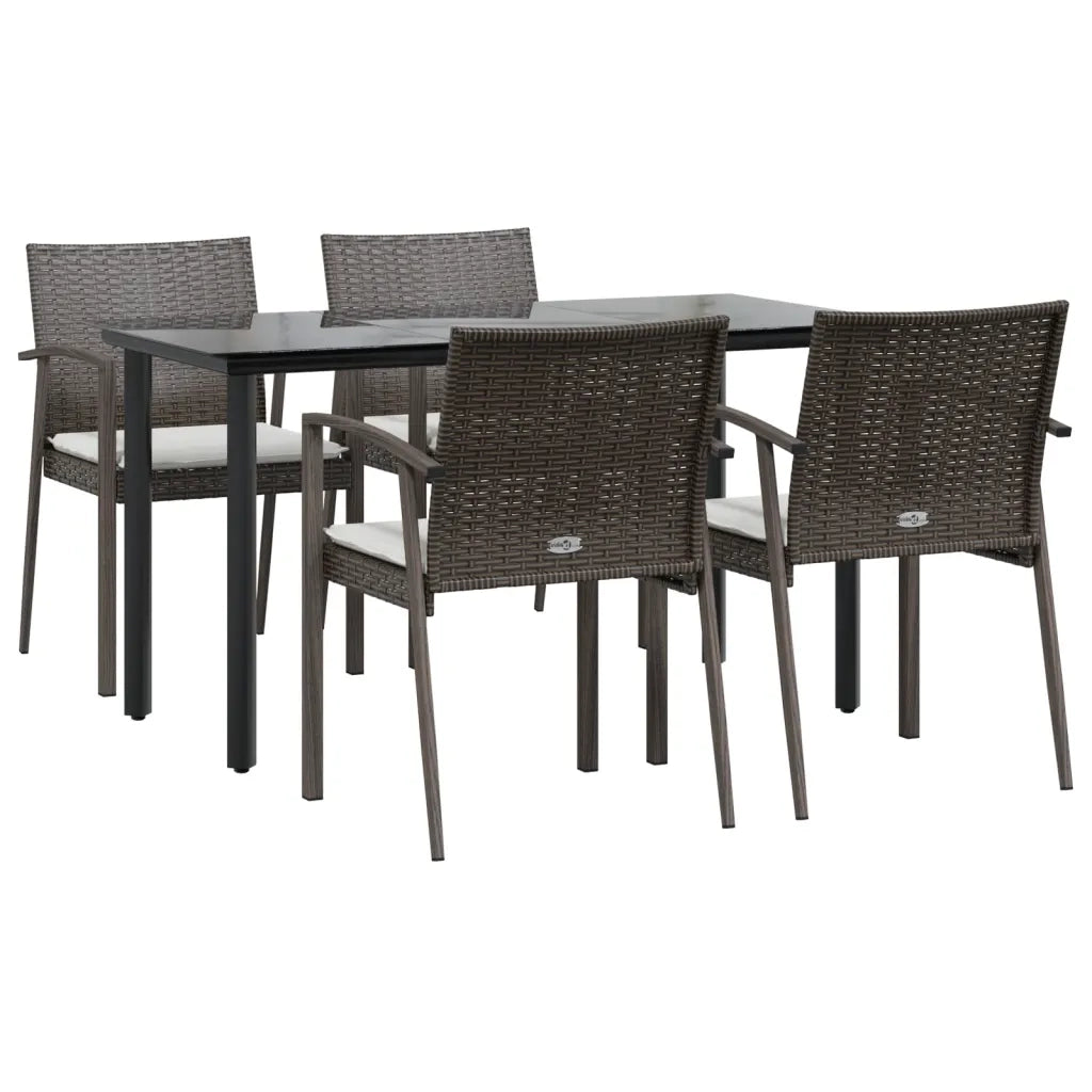 Set Pranzo da Giardino 5pz con Cuscini in Polyrattan e Acciaio