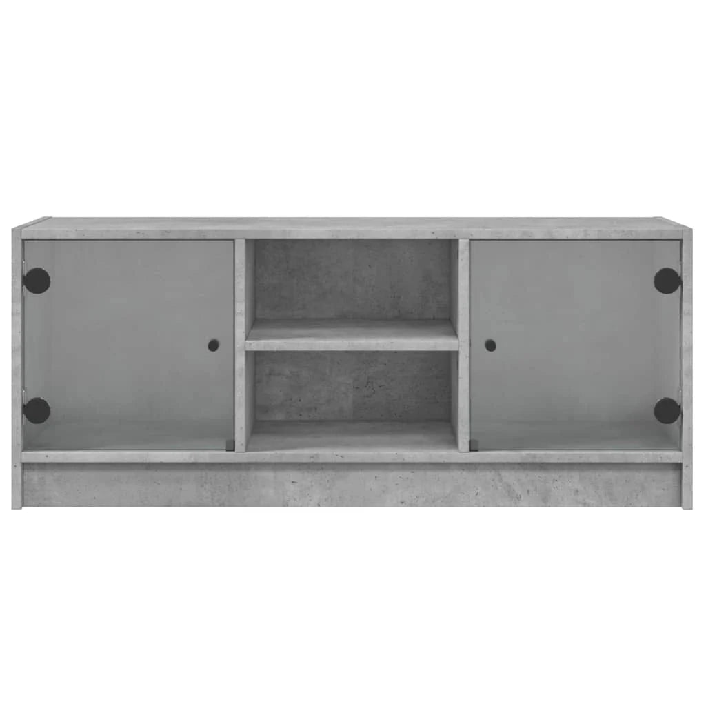 Mobile TV multimediale scaffale TV credenza mobile TV sala da pranzo soggiorno camera da letto con ante in vetro 102 x 37 x 42 cm grigio 02_0026905