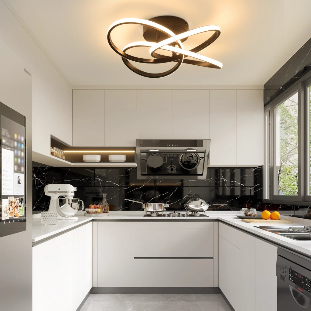 ZMH Lampada da soffitto plafoniera LED moderna design fiori neri 28W 3000K bianco caldo per cucina