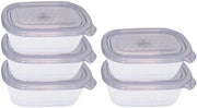 Contenitori alimentari con coperchi (5 contenitori + 5 coperchi) Contenitori in plastica per congelazione, contenitori alimentari BPA liberi, contenitori di conservazione per lavastoviglie e microonde (500 ml)