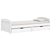 Letto singolo | Letto per adulti | Dormeuse 2 Cassetti Bianca 90x200 cm Legno Massello Pino IRUN