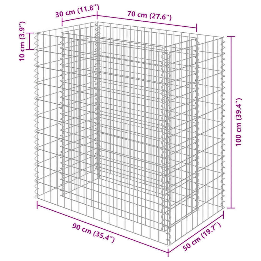 Gabion Raised Bed Galvanized Steel 90x50x100 Cm