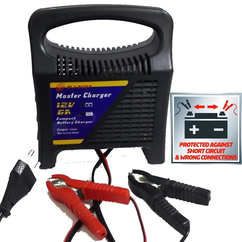 Trade Shop - Caricabatterie Batteria Piombo Per Moto Scooter Con Voltaggio Da 12v 6 Ampere -