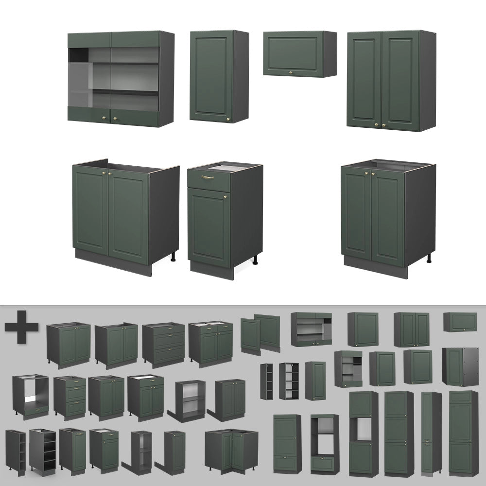 Vicco Cucina componibile Verde-oro Country House/Antracite 240 cm , PL Antracite
