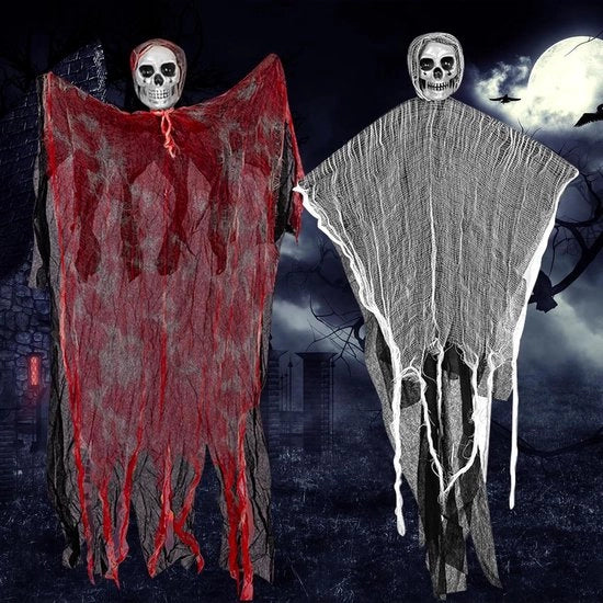 Decorazioni per Halloween - Spiriti appesi 2 pezzi 90 cm - Sospesi all'aperto - Decorazioni horror per il Halloween