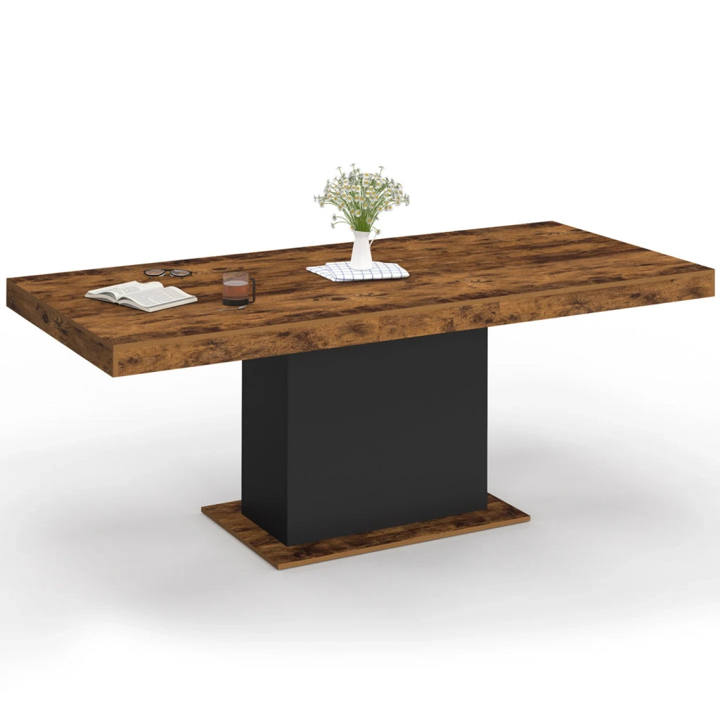 IDMarket - Tavolo da pranzo rettangolare allungabile EDEN 6-10 persone Legno effetto antico e nero 160-200 cm