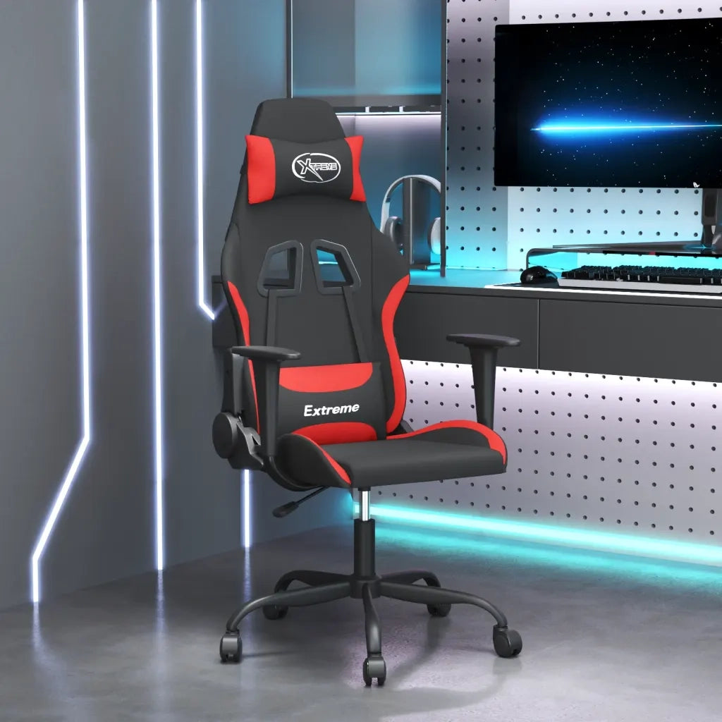 vidaXL Sedia da Gaming Nero e Rosso in Tessuto