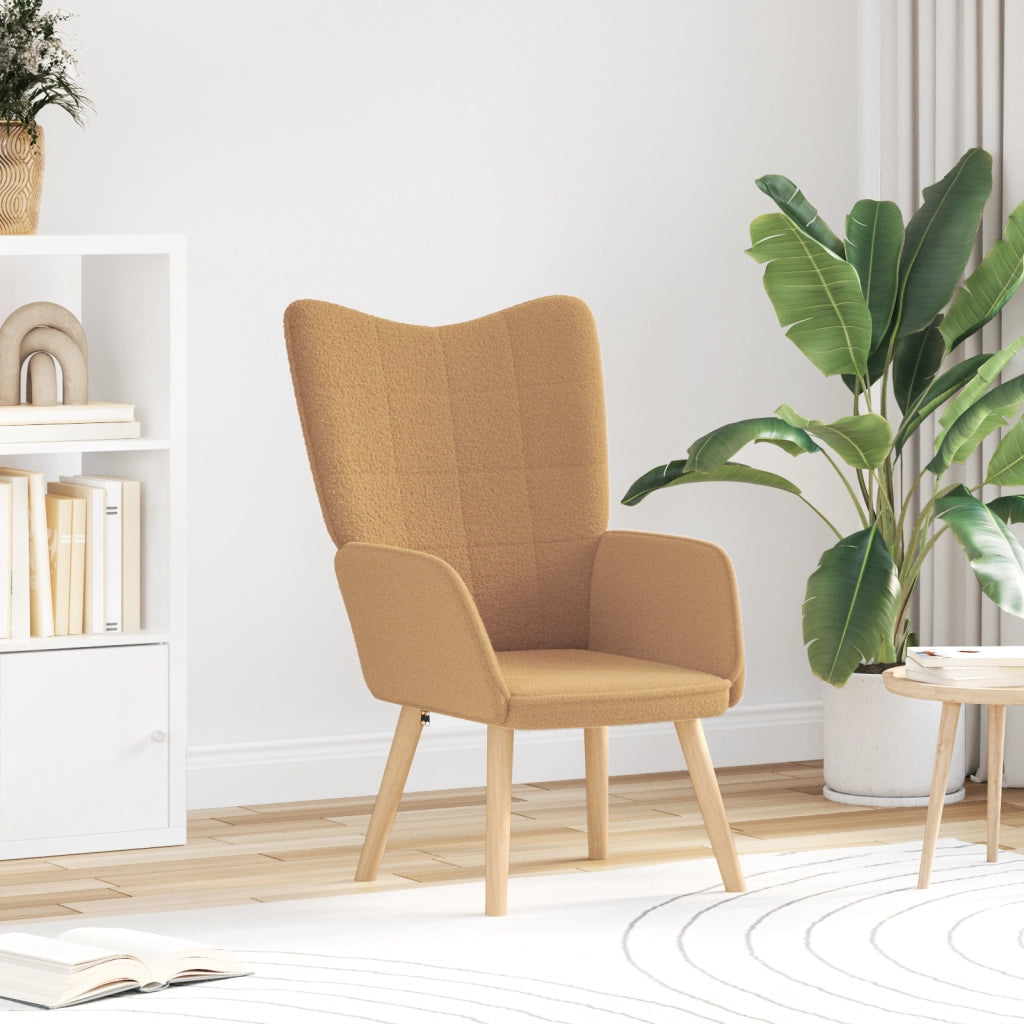Poltrona Rilassante  Beige in Tessuto Simil Lana Riccia