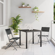 Set da Pranzo da Giardino 3 Pezzi Nero Textilene e Acciaio