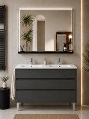 Mobile bagno con lavabo ORIGENBATH IMPERIA senza specchio 120x45 cm doppio lavabo grafite