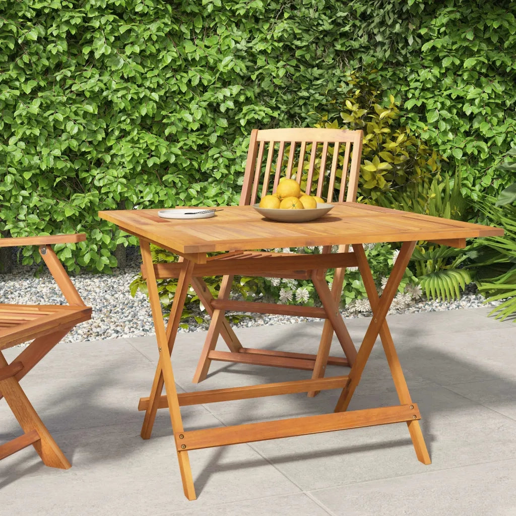 Tavolo da Giardino Pieghevole 90x90x75 cm Legno Massello Acacia 319671
