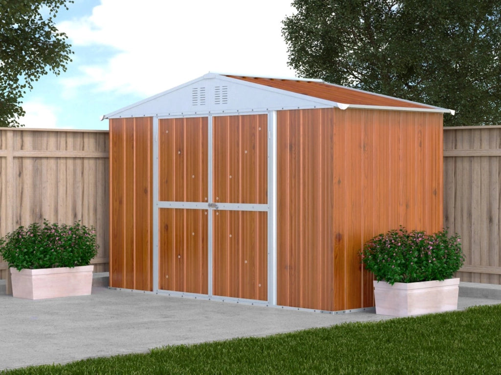 Box in lamiera casetta attrezzi giardino Acciaio Zincato 327x155cm x h2.15m - 114KG - 5.06mq - LEGNO