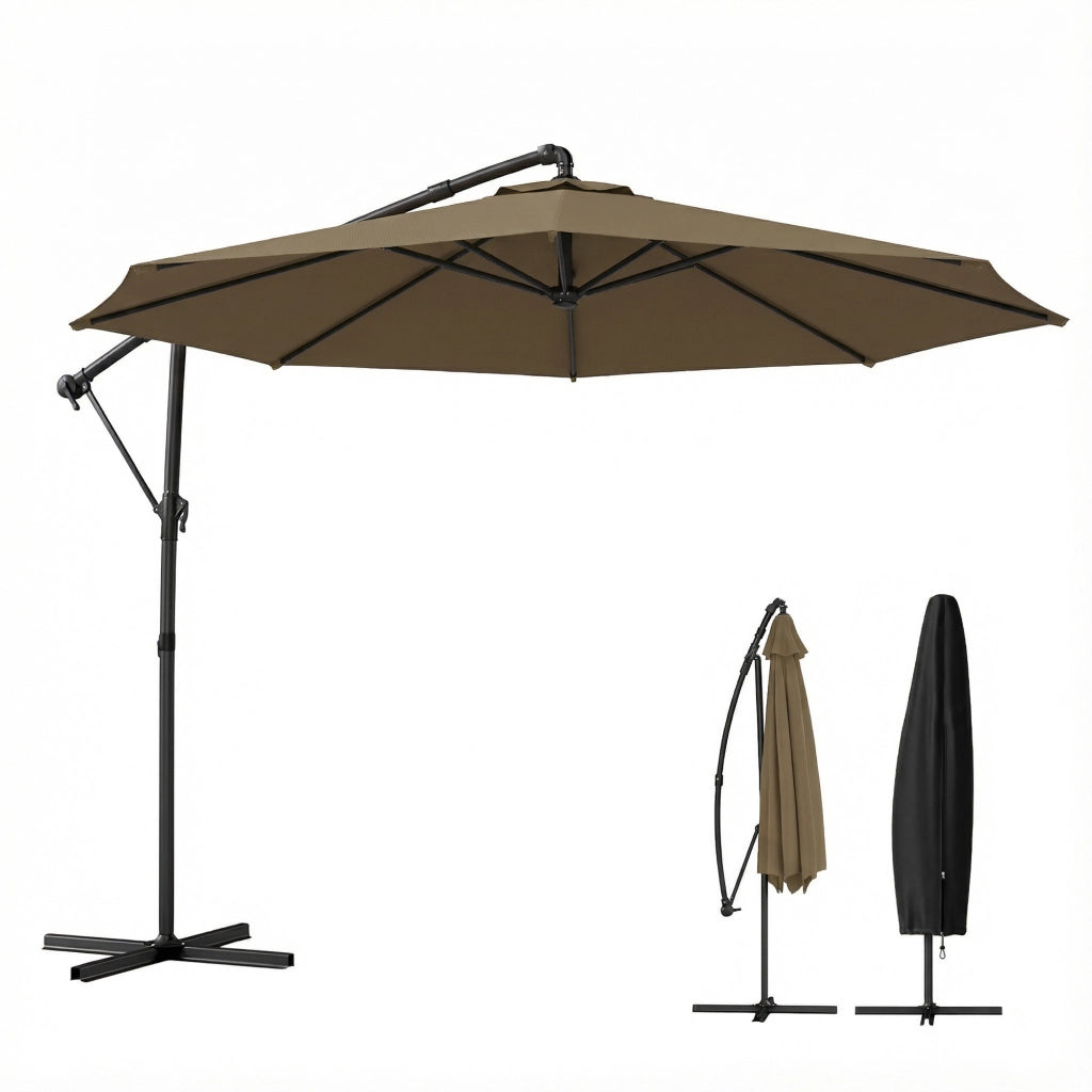Ombrellone da giardino inclinabile rotondo 3 m ¨C zephmum ¨C kaki