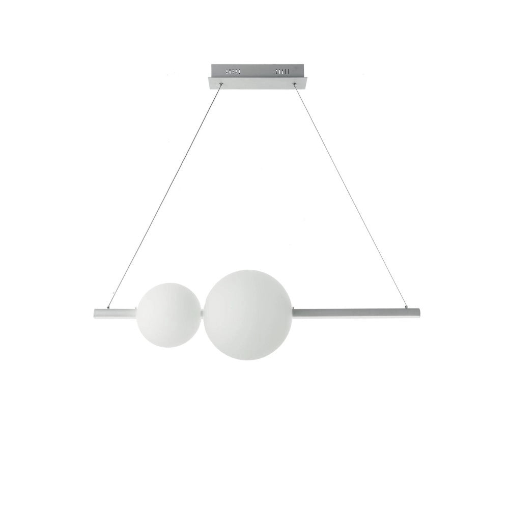 Lampadario a sospensione a Led in metallo e vetro soffiato Fufi di Ondaluce 45w Dimmerabile 3000k Bianco