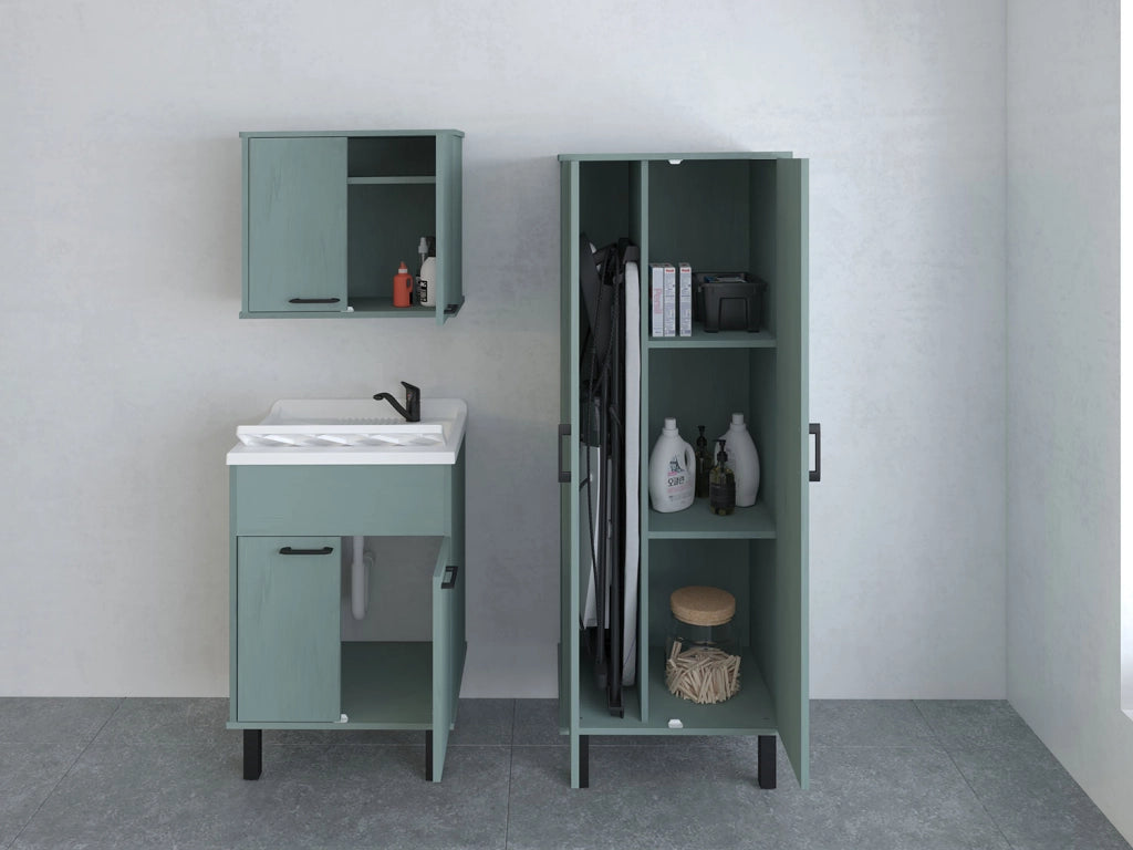 Mobile Lavatoio Smeraldo 60x50x85 cm con Vasca in PP Struttura in PVC Verde Scuro