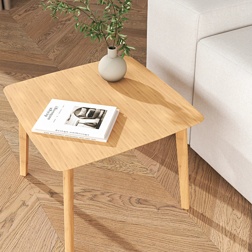 Tavolino Haad in Bambù con Piano Quadrato 45x50x50 cm Naturale [en.casa]