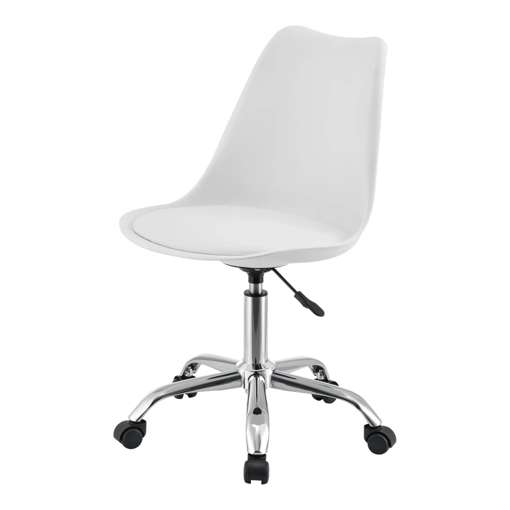 Sedia da ufficio con seduta imbottita 5 ruote girevole a 360° e regolabile in altezza metallo bianco 03_0004996
