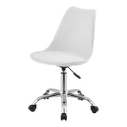 Sedia da ufficio con seduta imbottita 5 ruote girevole a 360° e regolabile in altezza metallo bianco 03_0004996