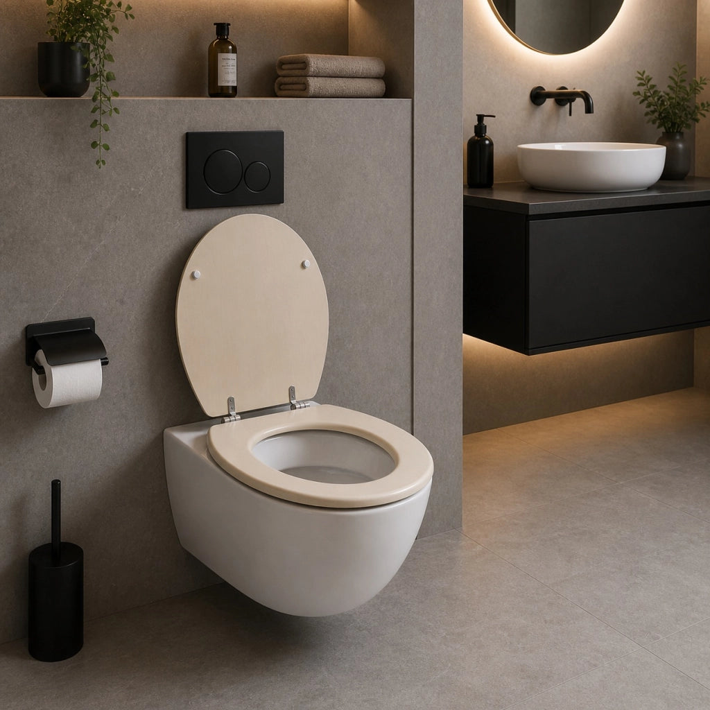 Sedile Copriwater Universale MDF Rovere Chiaro Effetto Legno 94105