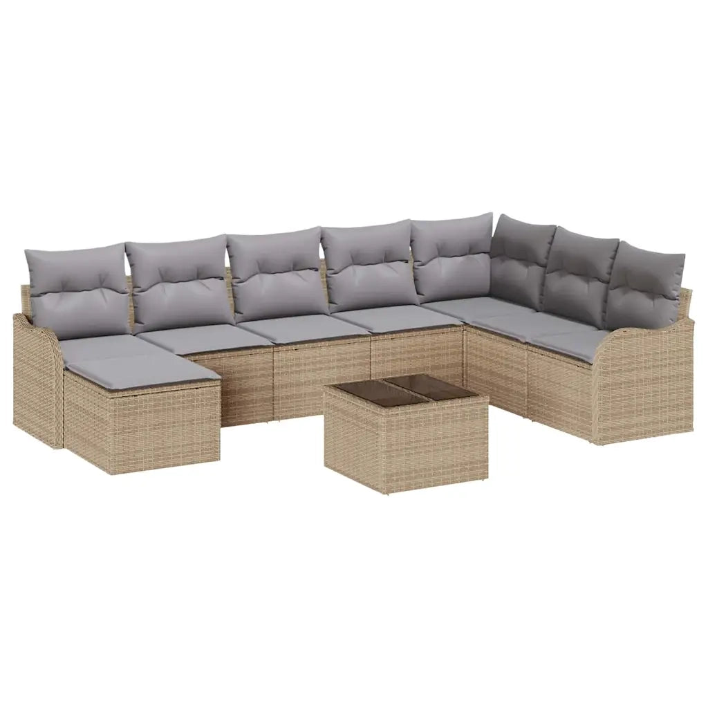 Set Divano da Giardino 9 pcs beige e grigio chiaro Poly Rattan 3354499