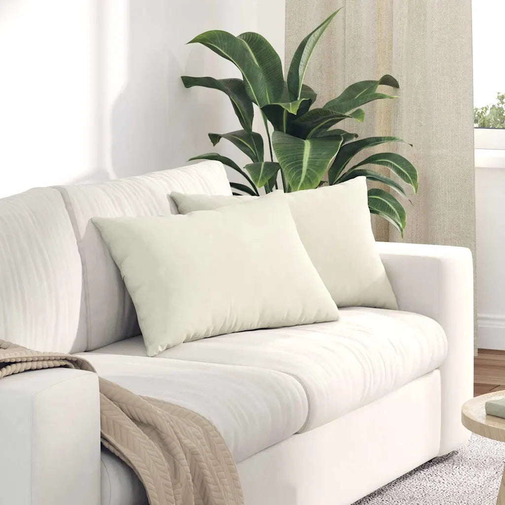 Cuscini da Divano 2 pz | Cuscini per sedie Crema 60 x 40 cm Tessuto in Cords