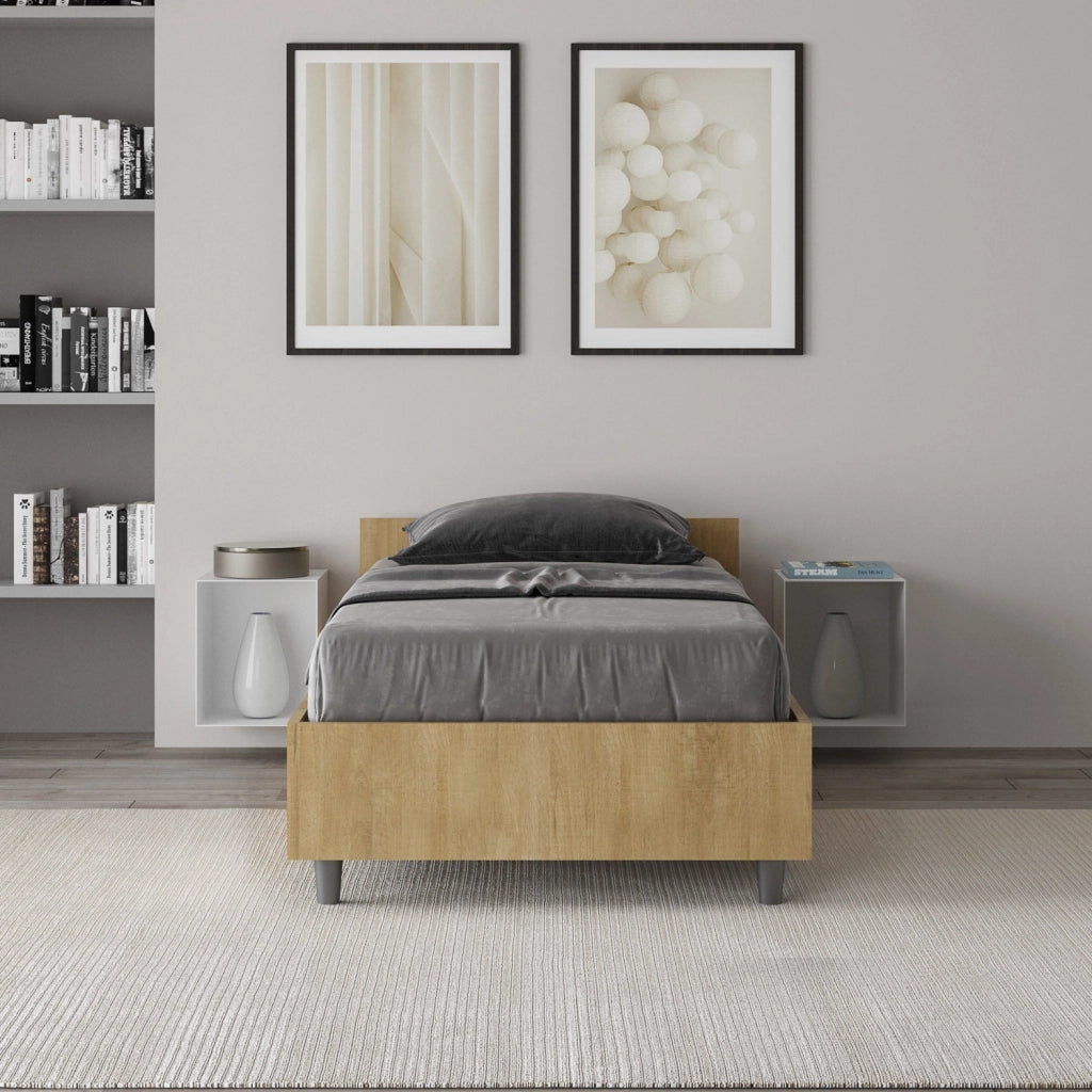 Letto singolo contenitore 80x200 noce Nuamo