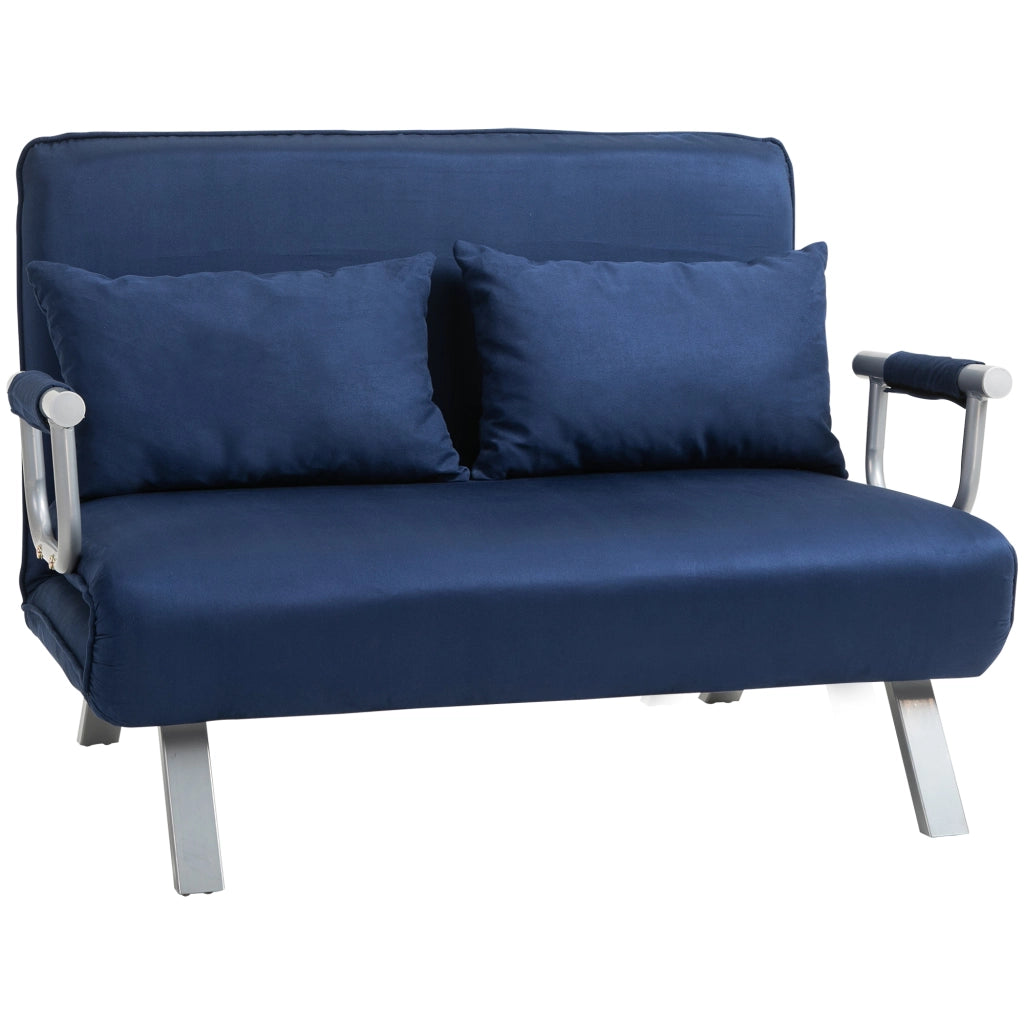 Divano letto ¨C zephmum ¨C tessuto antimacchia blu, struttura in metallo