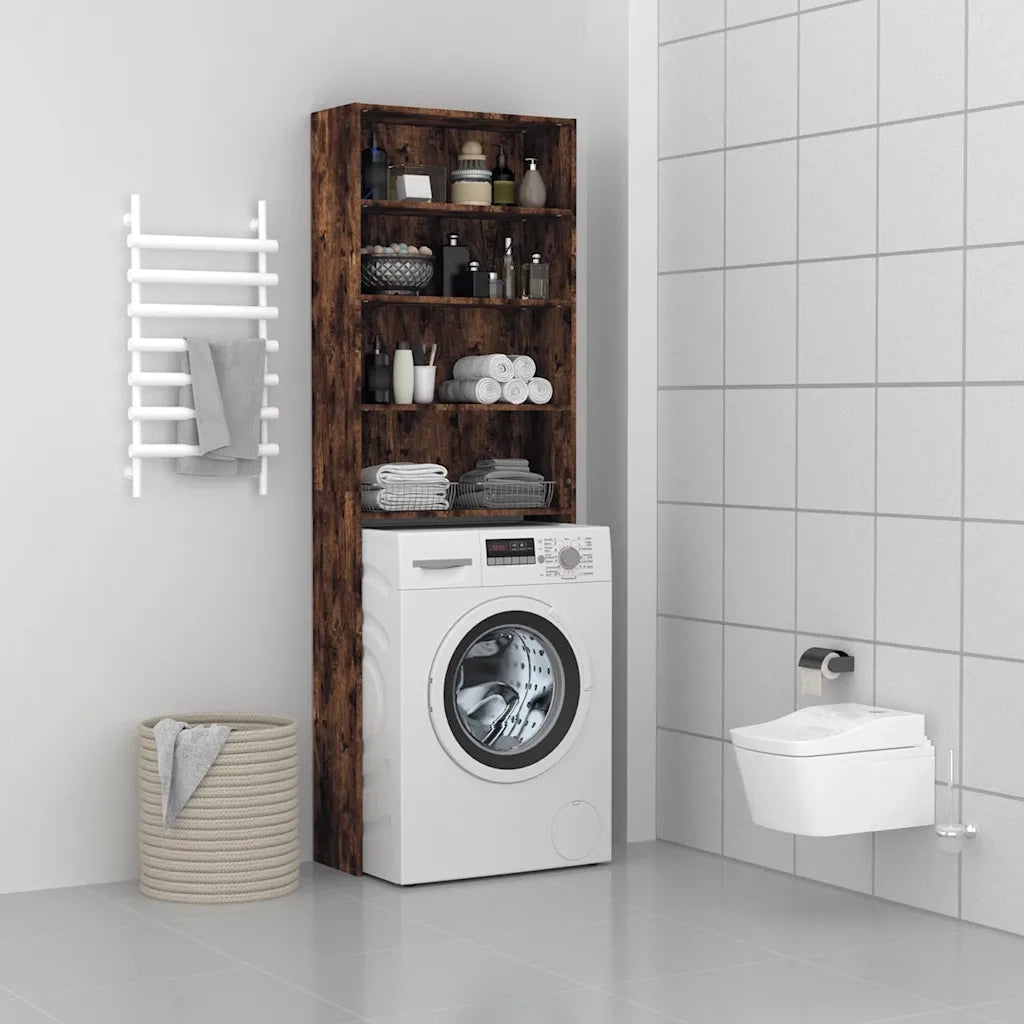 Mobile per Lavatrice Rovere Fumo 64x24x190 cm 815951