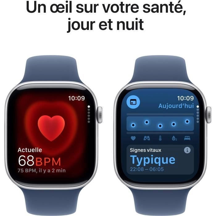 Apple Watch Series 10 GPS - 46 mm - Cassa in alluminio color argento - Cinturino Sport denim - S/M
