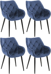 Set di 4 poltroncine Tanna in velluto blu