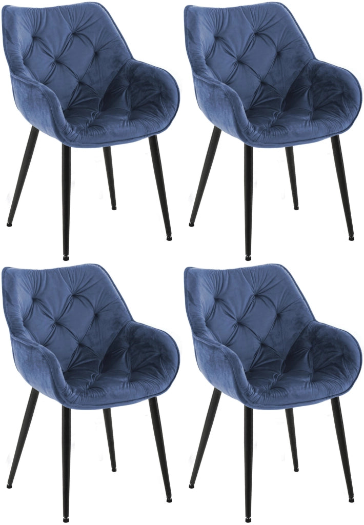 Set di 4 poltroncine Tanna in velluto blu