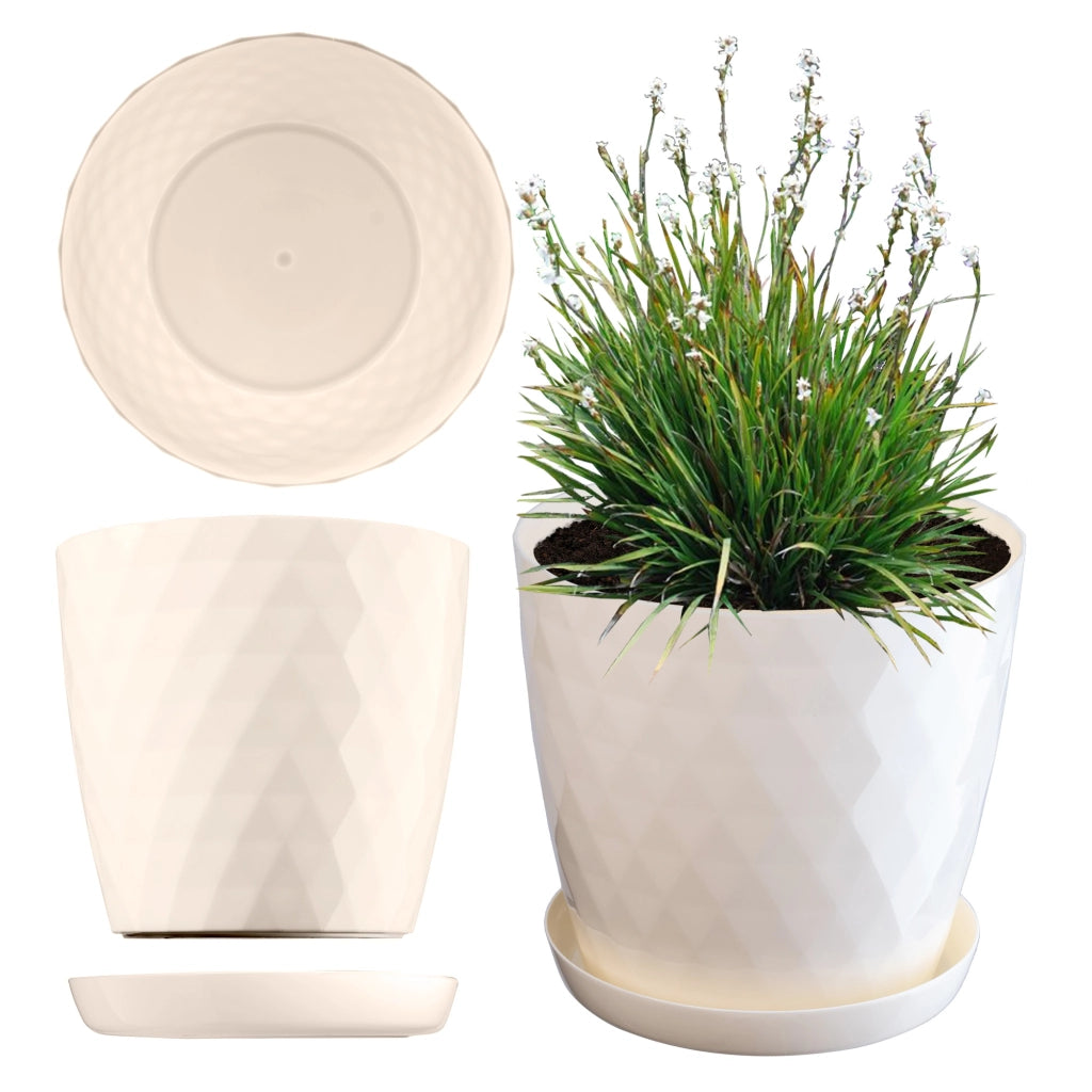 Vaso da fiori in plastica KADAX con supporto, coprivaso, 25 cm, crema, Kadax