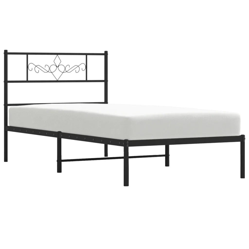 Giroletto con Testiera in Metallo Nero 90x190 cm 355259